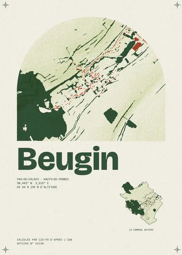 Affiche de Beugin, calculée par 123-fr d'après l'IGN