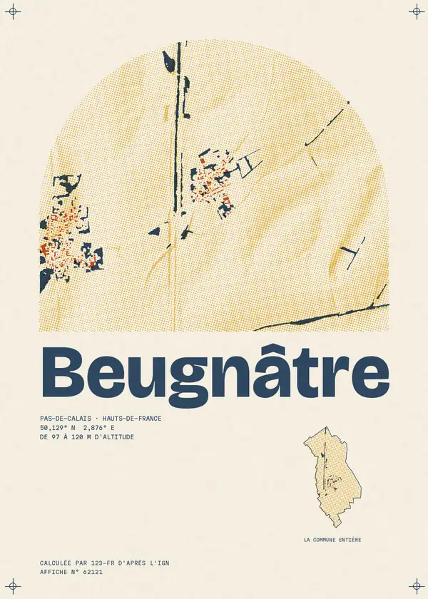 Affiche de Beugnâtre, calculée par 123-fr d'après l'IGN