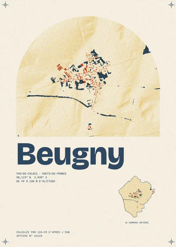 Affiche de Beugny, calculée par 123-fr d'après l'IGN