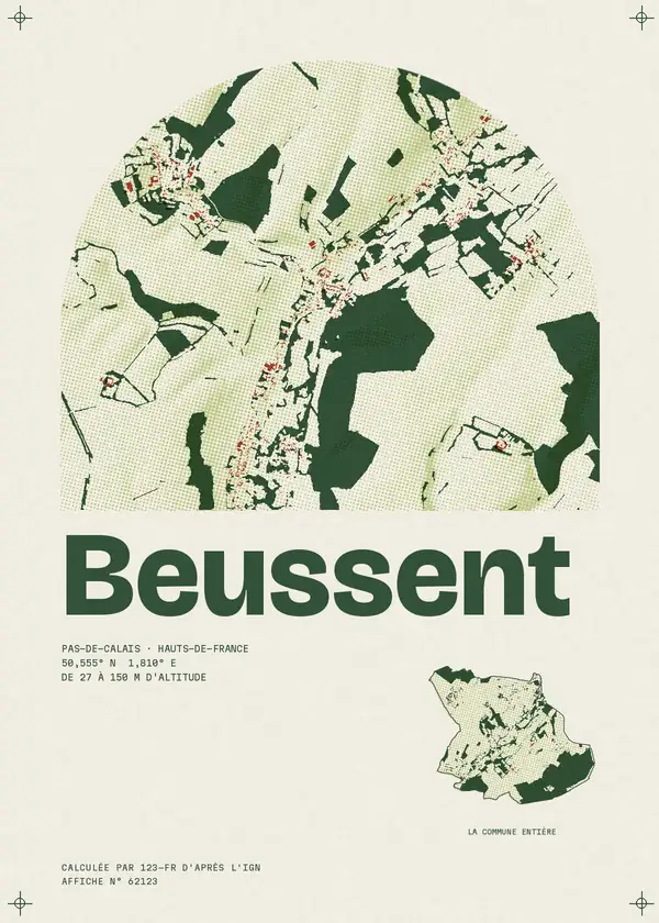 Affiche de Beussent, calculée par 123-fr d'après l'IGN