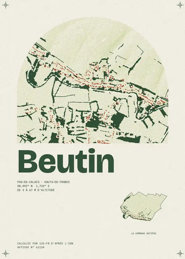 Affiche de Beutin, calculée par 123-fr d'après l'IGN