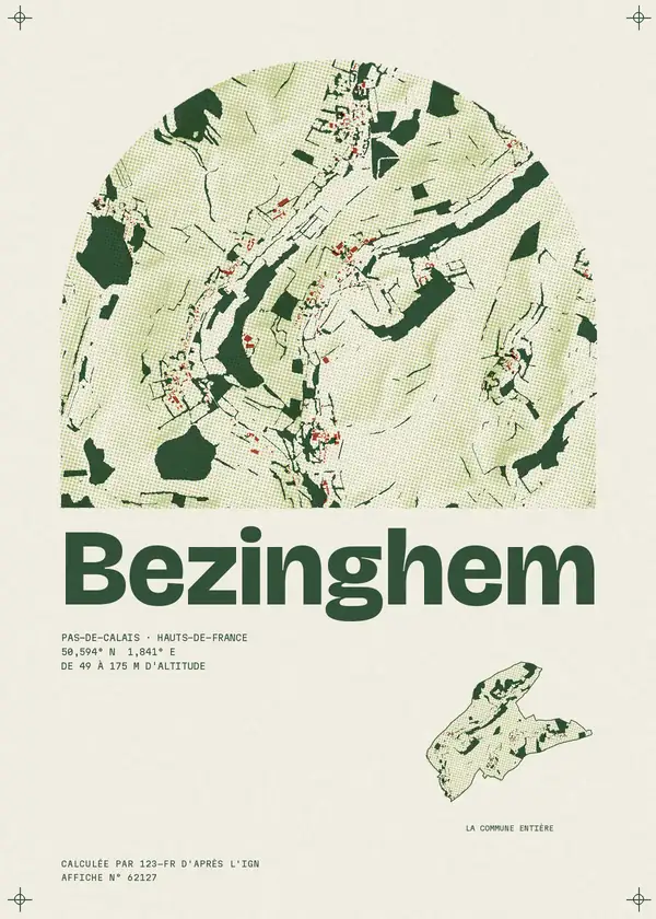 Affiche de Bezinghem, calculée par 123-fr d'après l'IGN