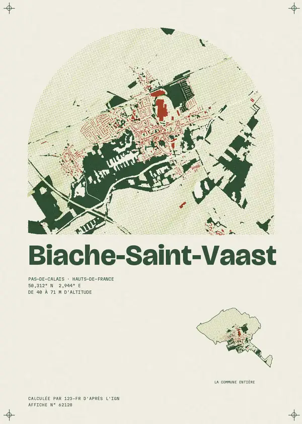 Affiche de Biache-Saint-Vaast, calculée par 123-fr d'après l'IGN