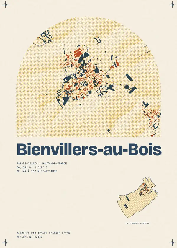 Affiche de Bienvillers-au-Bois, calculée par 123-fr d'après l'IGN