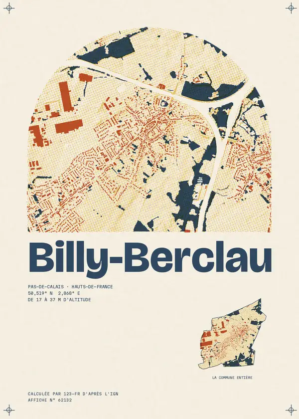Affiche de Billy-Berclau, calculée par 123-fr d'après l'IGN