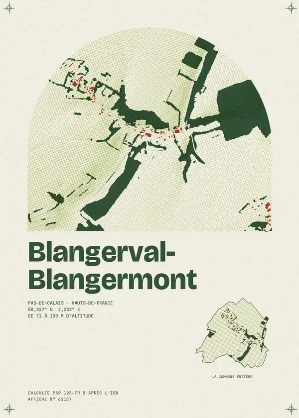 Affiche de Blangerval-Blangermont, calculée par 123-fr d'après l'IGN