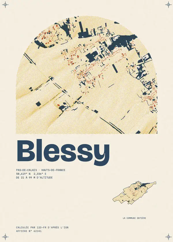 Affiche de Blessy, calculée par 123-fr d'après l'IGN
