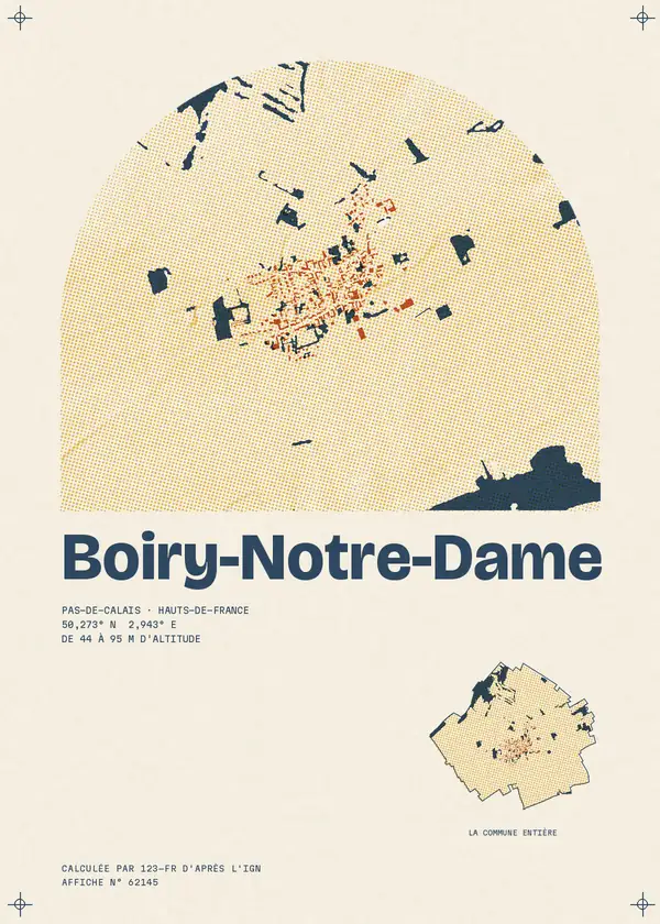 Affiche de Boiry-Notre-Dame, calculée par 123-fr d'après l'IGN