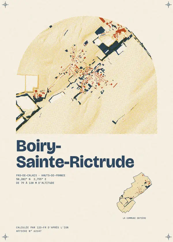 Affiche de Boiry-Sainte-Rictrude, calculée par 123-fr d'après l'IGN