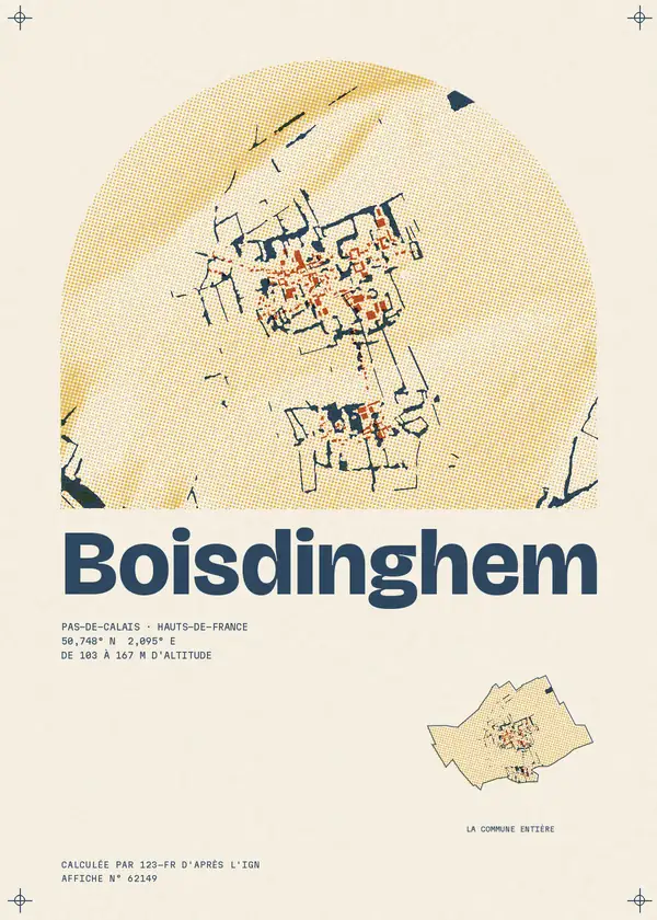 Affiche de Boisdinghem, calculée par 123-fr d'après l'IGN