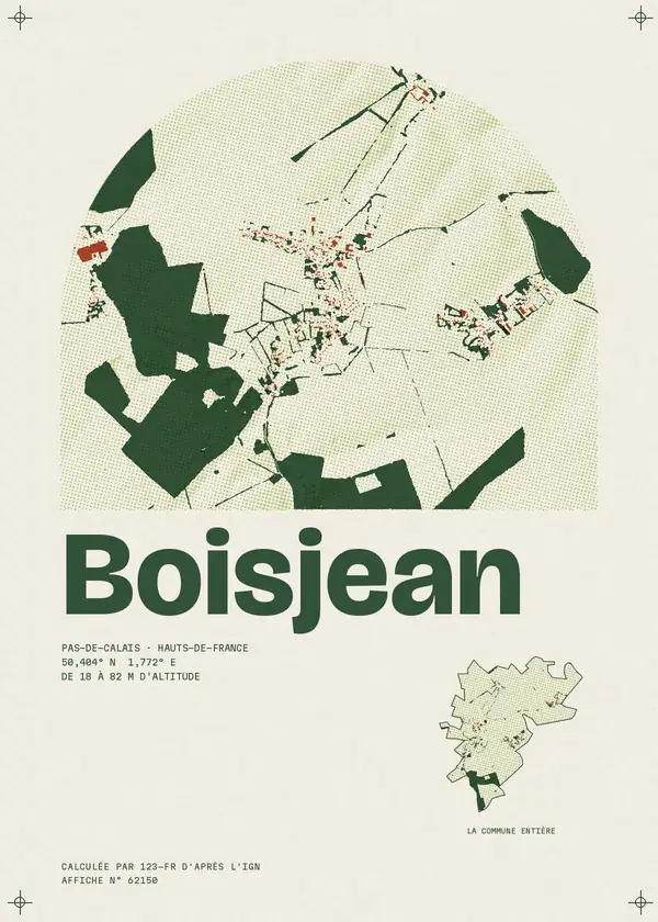 Affiche de Boisjean, calculée par 123-fr d'après l'IGN