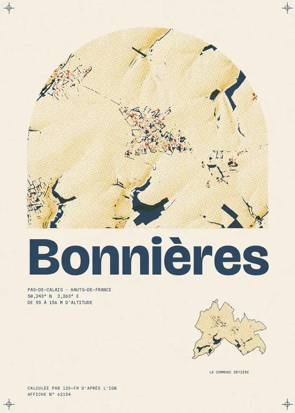 Affiche de Bonnières, calculée par 123-fr d'après l'IGN