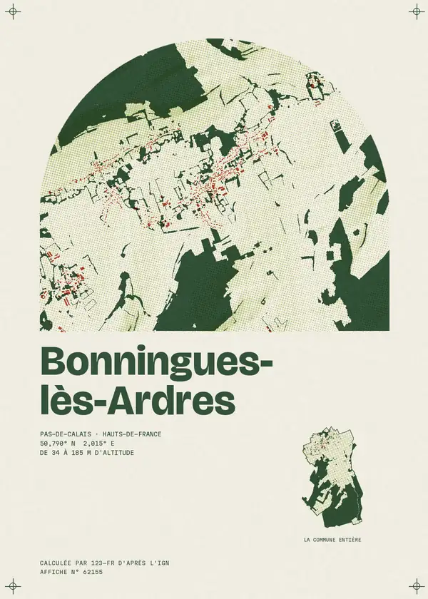 Affiche de Bonningues-lès-Ardres, calculée par 123-fr d'après l'IGN