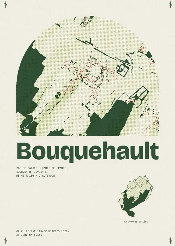 Affiche de Bouquehault, calculée par 123-fr d'après l'IGN