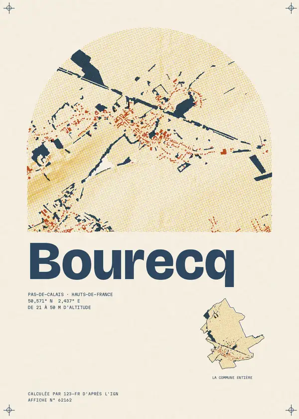 Affiche de Bourecq, calculée par 123-fr d'après l'IGN