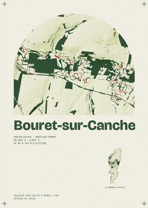 Affiche de Bouret-sur-Canche, calculée par 123-fr d'après l'IGN