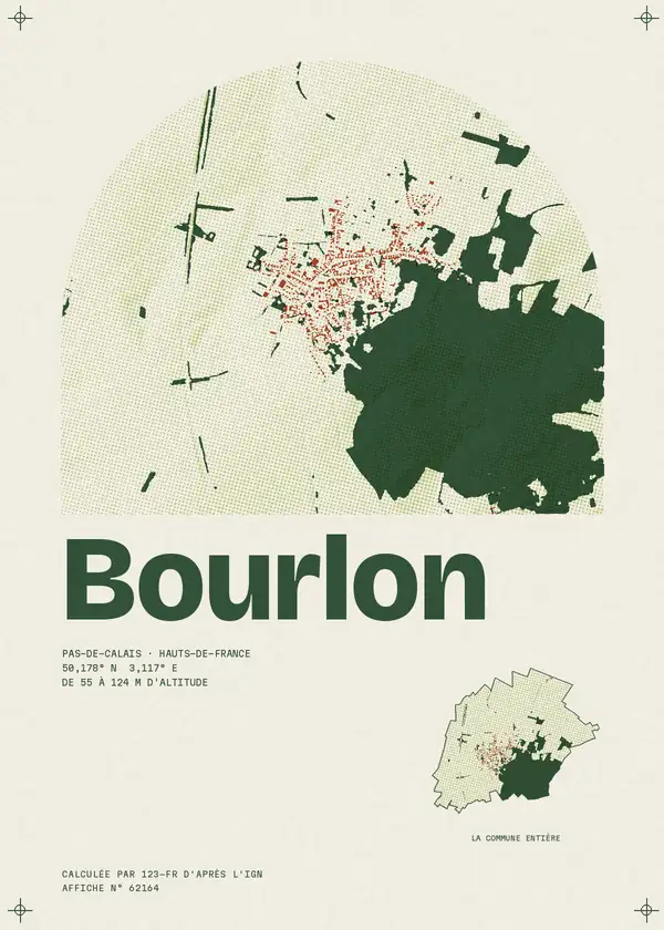Affiche de Bourlon, calculée par 123-fr d'après l'IGN