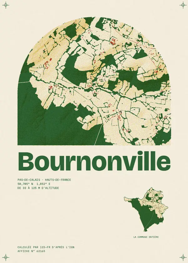 Affiche de Bournonville, calculée par 123-fr d'après l'IGN