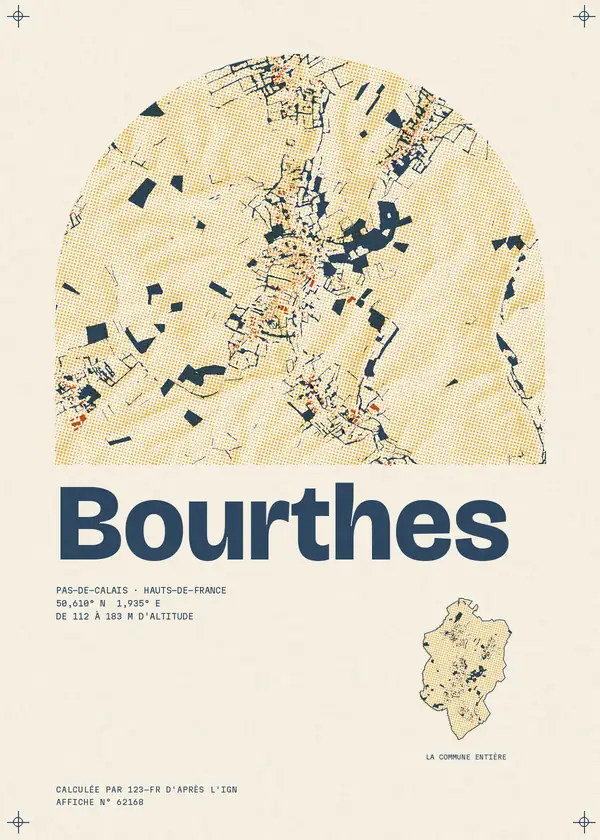 Affiche de Bourthes, calculée par 123-fr d'après l'IGN