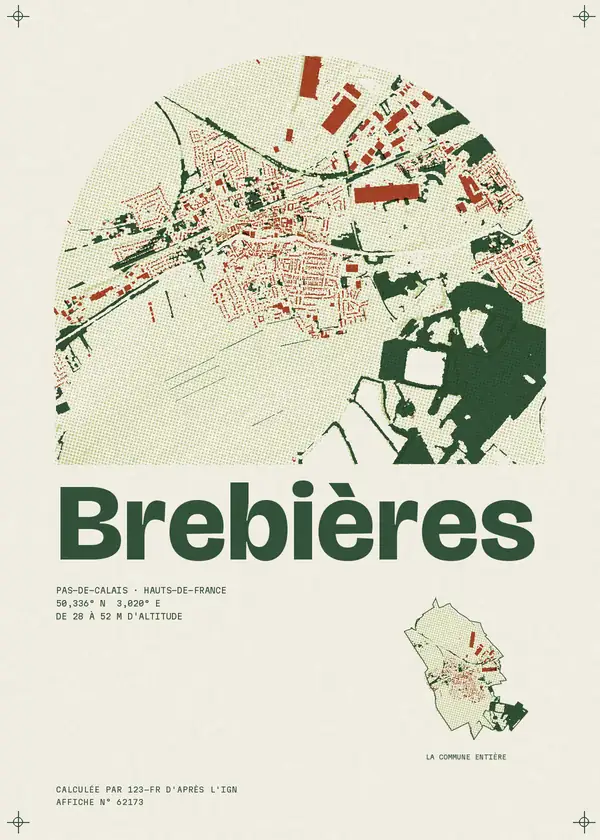 Affiche de Brebières, calculée par 123-fr d'après l'IGN