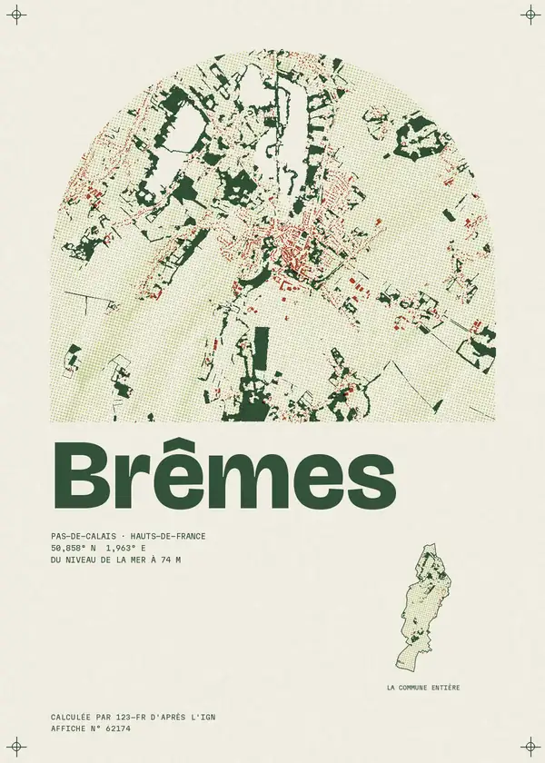 Affiche de Brêmes, calculée par 123-fr d'après l'IGN
