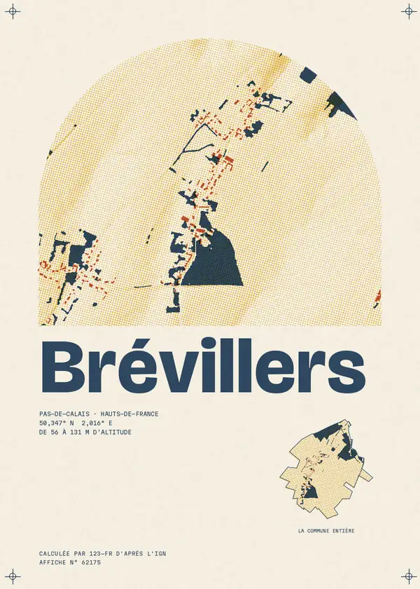 Affiche de Brévillers, calculée par 123-fr d'après l'IGN