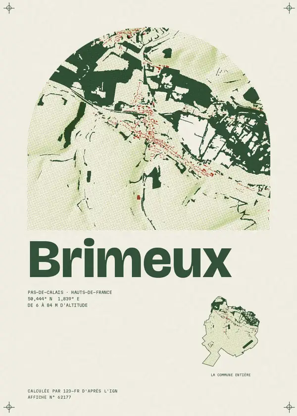 Affiche de Brimeux, calculée par 123-fr d'après l'IGN