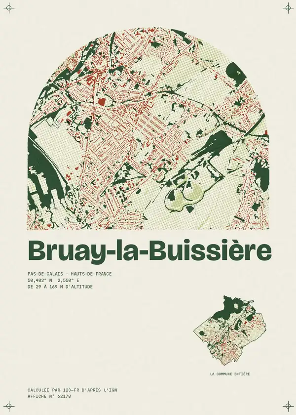 Affiche de Bruay-la-Buissière, calculée par 123-fr d'après l'IGN