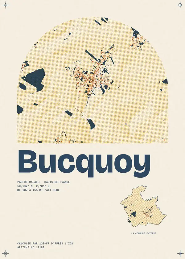 Affiche de Bucquoy, calculée par 123-fr d'après l'IGN