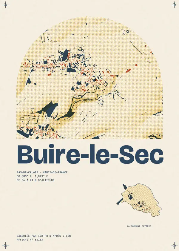 Affiche de Buire-le-Sec, calculée par 123-fr d'après l'IGN