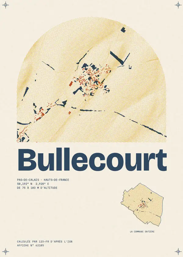 Affiche de Bullecourt, calculée par 123-fr d'après l'IGN