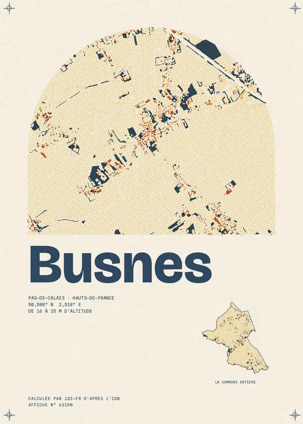 Affiche de Busnes, calculée par 123-fr d'après l'IGN