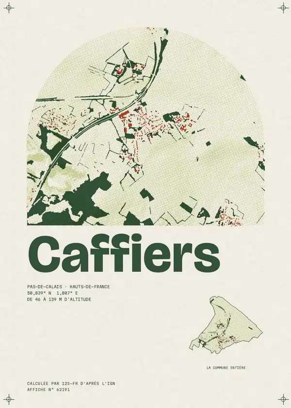 Affiche de Caffiers, calculée par 123-fr d'après l'IGN