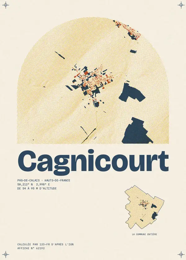 Affiche de Cagnicourt, calculée par 123-fr d'après l'IGN