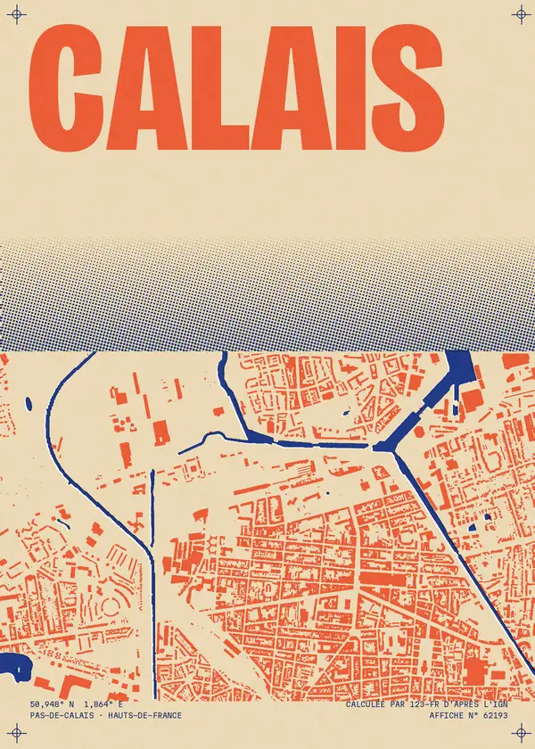 Affiche de Calais, calculée par 123-fr d'après l'IGN