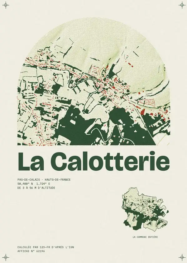 Affiche de La Calotterie, calculée par 123-fr d'après l'IGN