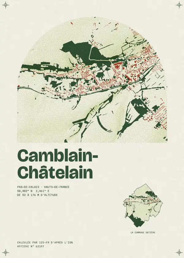 Affiche de Camblain-Châtelain, calculée par 123-fr d'après l'IGN