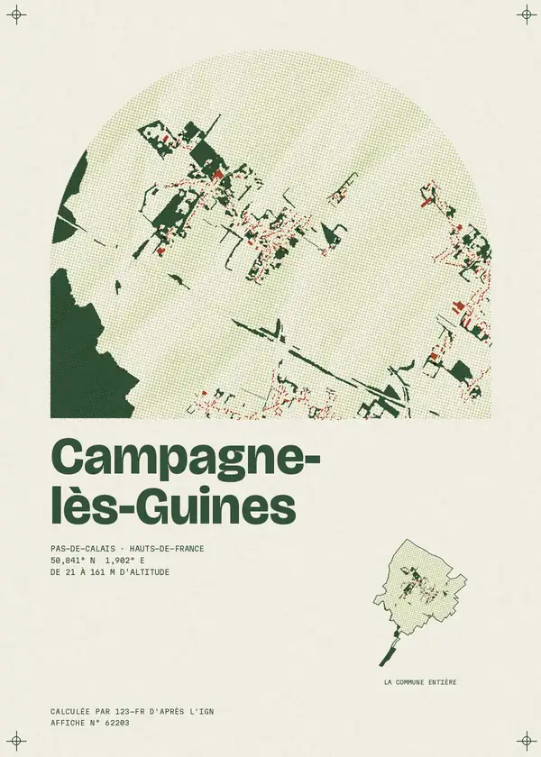 Affiche de Campagne-lès-Guines, calculée par 123-fr d'après l'IGN