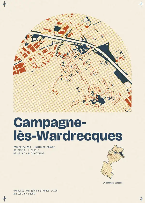 Affiche de Campagne-lès-Wardrecques, calculée par 123-fr d'après l'IGN