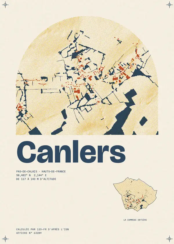 Affiche de Canlers, calculée par 123-fr d'après l'IGN