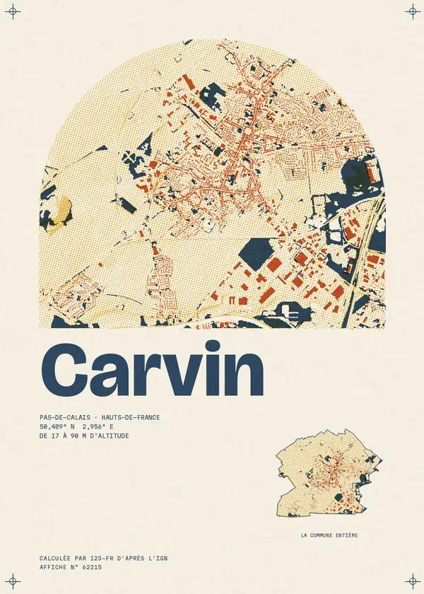 Affiche de Carvin, calculée par 123-fr d'après l'IGN