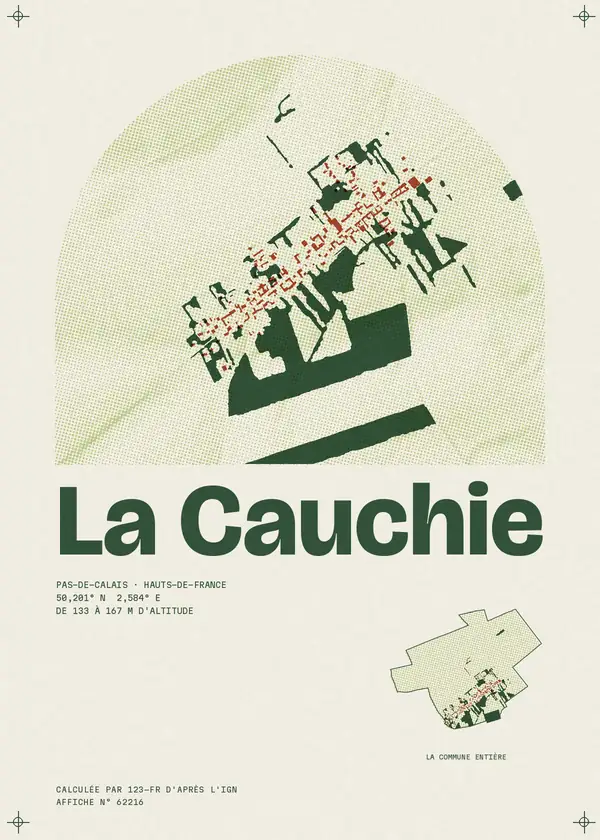 Affiche de La Cauchie, calculée par 123-fr d'après l'IGN