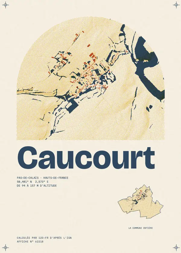 Affiche de Caucourt, calculée par 123-fr d'après l'IGN