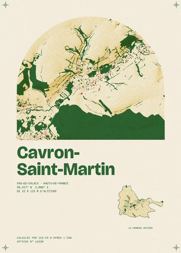 Affiche de Cavron-Saint-Martin, calculée par 123-fr d'après l'IGN
