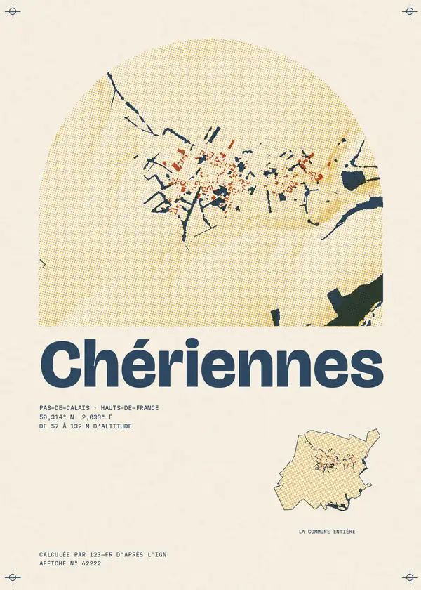 Affiche de Chériennes, calculée par 123-fr d'après l'IGN