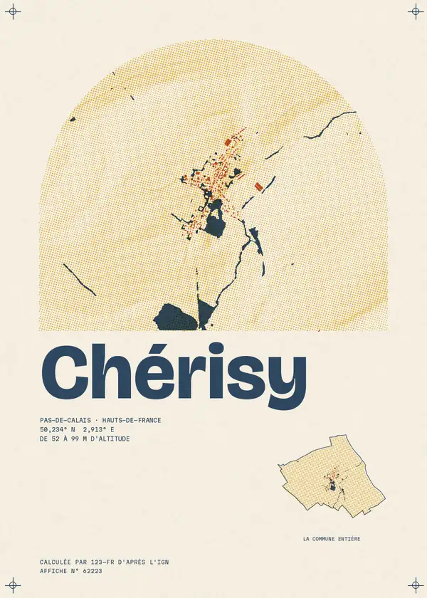 Affiche de Chérisy, calculée par 123-fr d'après l'IGN