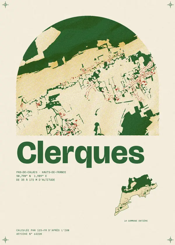 Affiche de Clerques, calculée par 123-fr d'après l'IGN