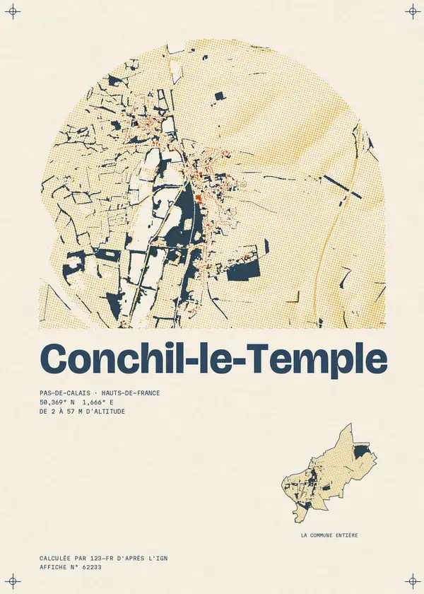 Affiche de Conchil-le-Temple, calculée par 123-fr d'après l'IGN