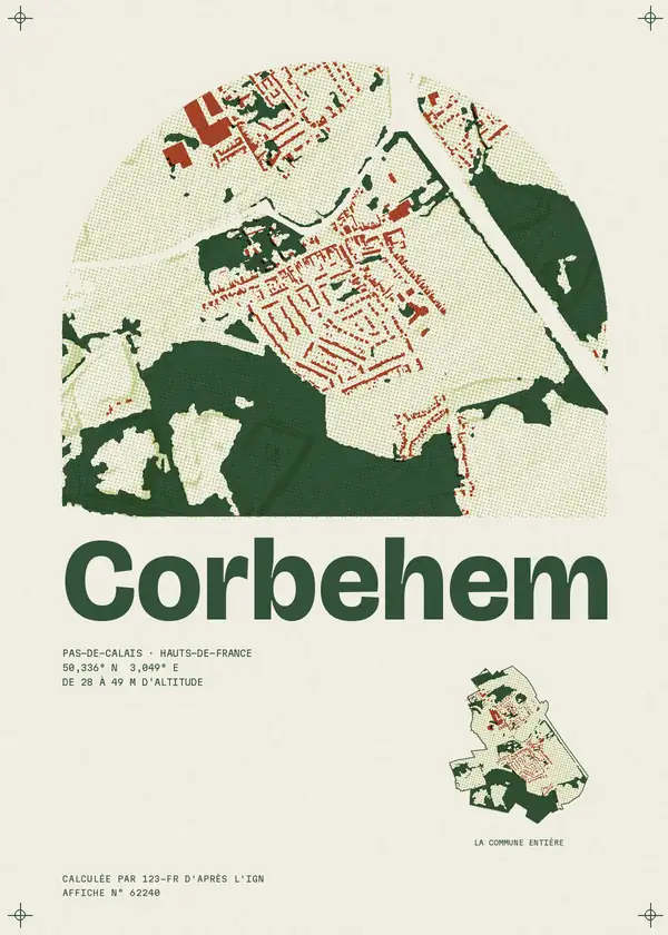 Affiche de Corbehem, calculée par 123-fr d'après l'IGN