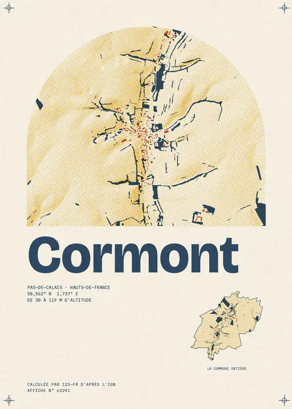 Affiche de Cormont, calculée par 123-fr d'après l'IGN